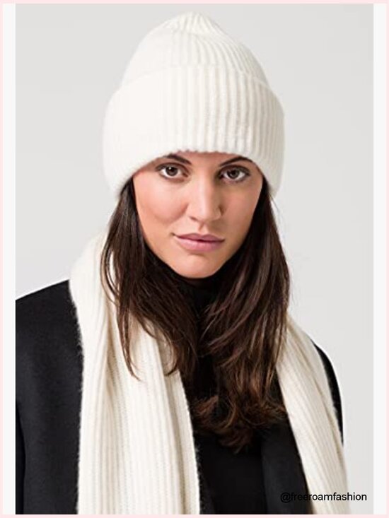 Chunky Knit Cashmere Beanie, Stretchy & Soft Winter Hat main image 7